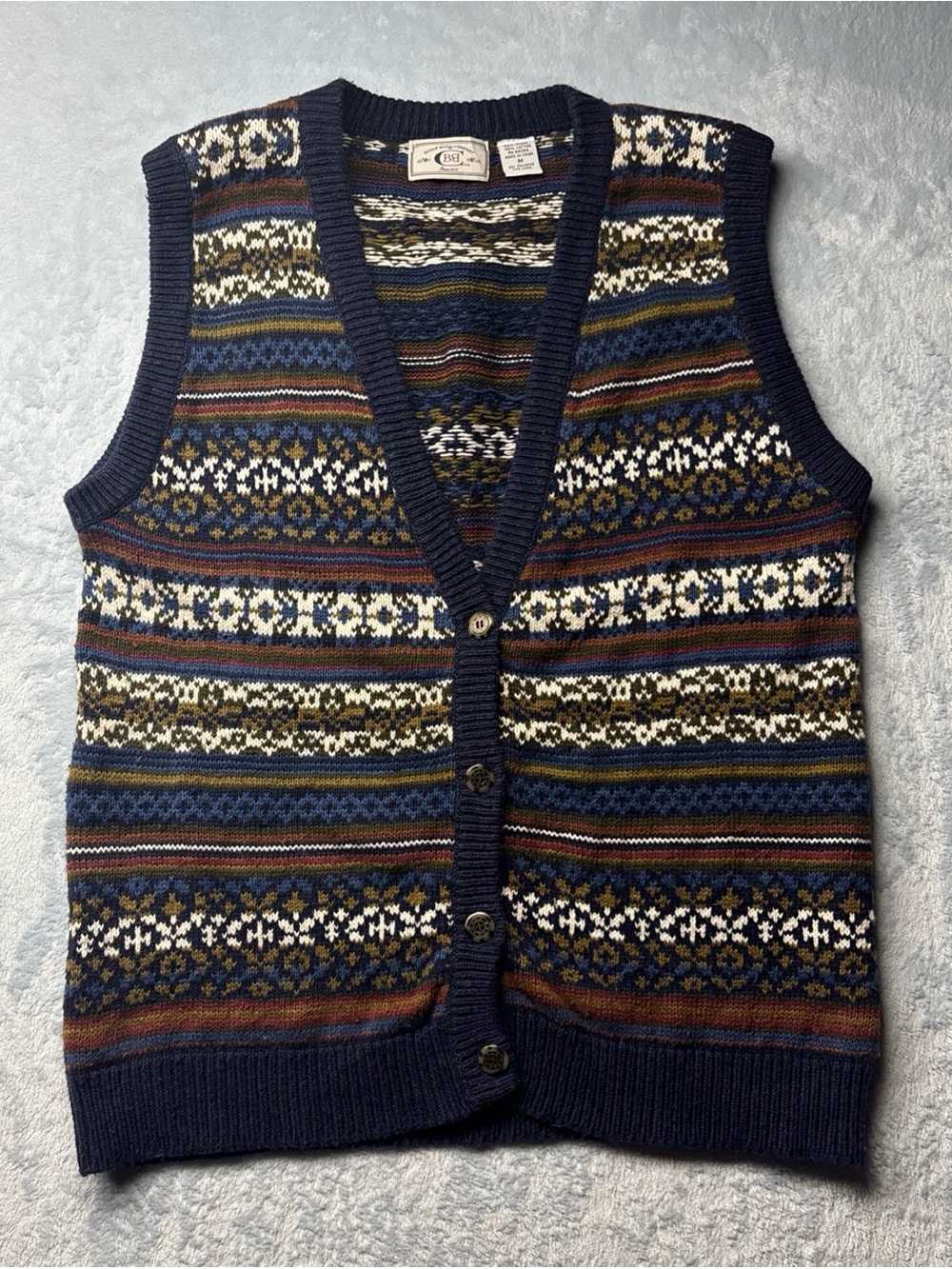 Bugle Boy Company Y2K 90s Academia Cottagecore Knit Sweater Vest Mens Medium
